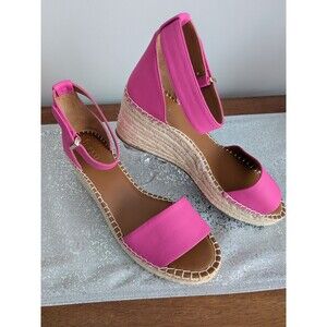 Franco Sarto Clemens Sandals Womens 10 M Fuschia Pink Platform Wedge Leather NEW